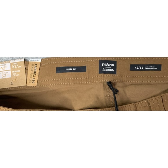 New PrAna Pants Mens Size  42x32 Brion Slim Pant II Tapered Leg Slim Fit Sepia - Picture 2 of 10